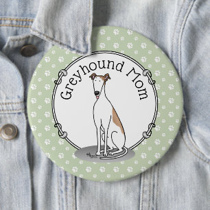 Greyhound-Mama (weiß) Niedliche Hunde-Mama Button