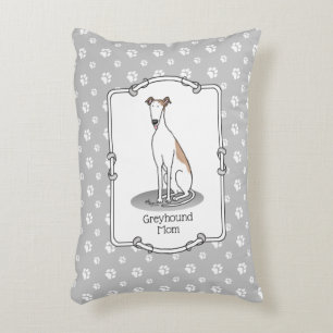 Greyhound-Mama (weiß) Niedlicher Hund Mama Funny Dekokissen