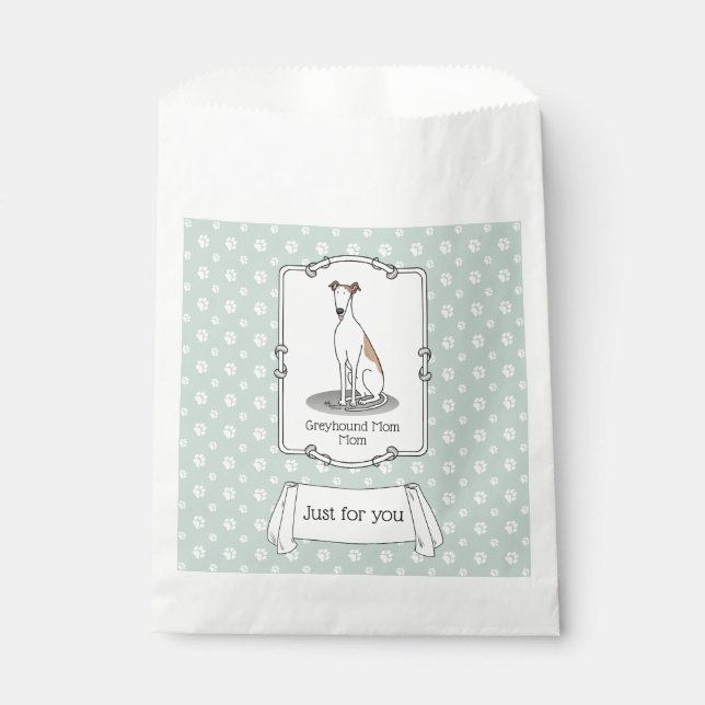 Greyhound-Mama (weiß) Niedlicher Hund Mama Funny Geschenktütchen (Vorderseite)