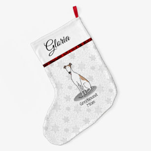 Greyhound-Mama (weiß) Niedlicher Hund Mama Funny Großer Weihnachtsstrumpf