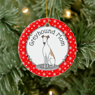 Greyhound-Mama (weiß) Niedlicher Hund Mama Funny Keramik Ornament