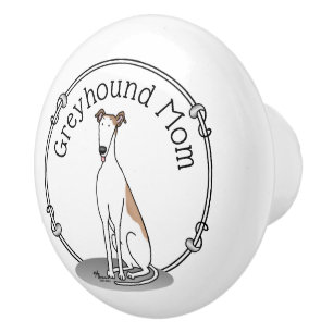 Greyhound-Mama (weiß) Niedlicher Hund Mama Funny Keramikknauf
