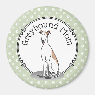 Greyhound-Mama (weiß) Niedlicher Hund Mama Funny Magnet