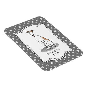 Greyhound-Mama (weiß) Niedlicher Hund Mama Funny Magnet