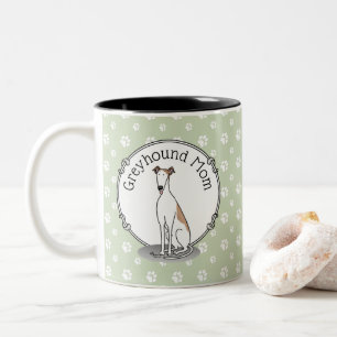 Greyhound-Mama (weiß) Niedlicher Hund Mama Funny Zweifarbige Tasse