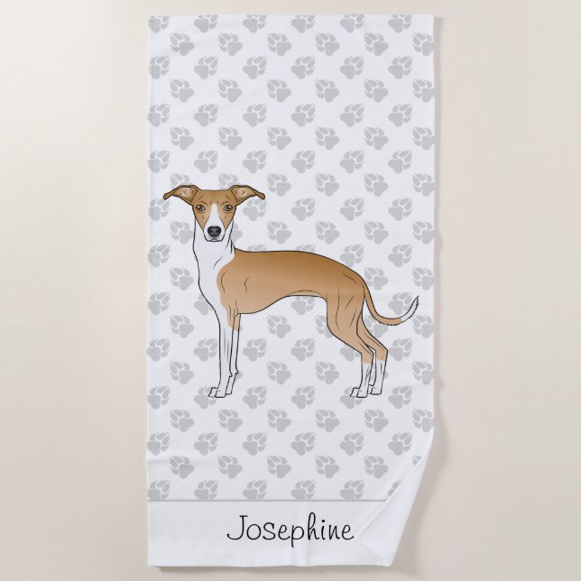 Greyhound mit Individuelle Name Strandtuch (Vorderseite)