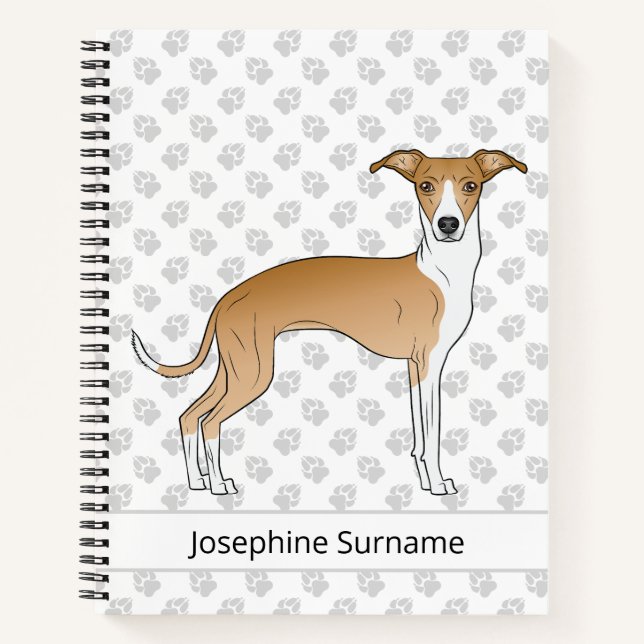 Greyhound mit individuellem Text Notizbuch (Vorderseite)