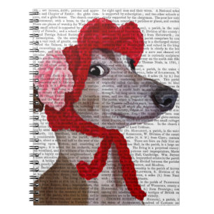 Greyhound mit Red Wooly Hat 2 Notizblock