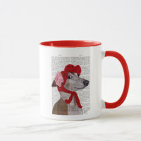 Greyhound mit Red Wooly Hat 2