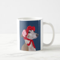 Greyhound mit Red Wooly Hat