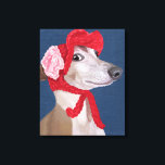 Greyhound mit Red Wooly Hat Leinwanddruck<br><div class="desc">Children's</div>