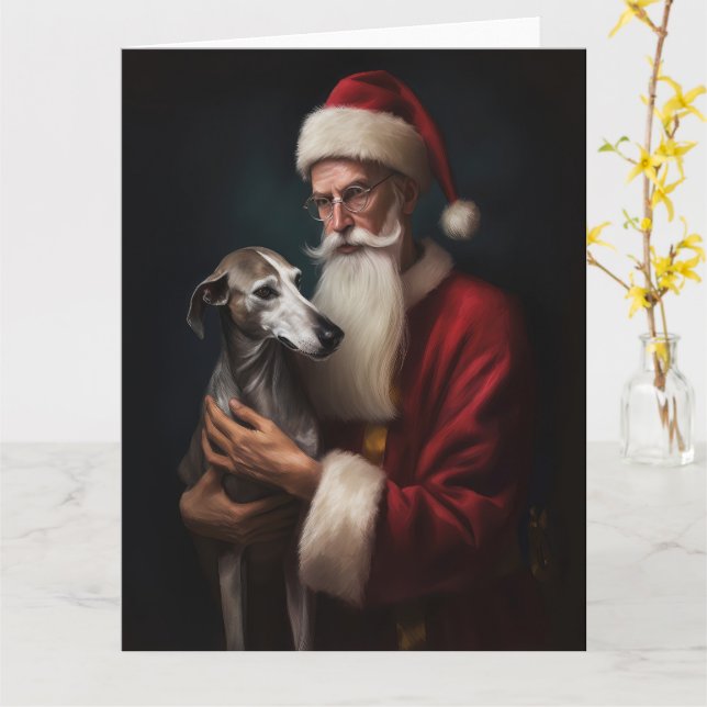 Greyhound mit Weihnachtsfeiern Karte (Gelbe Blume)