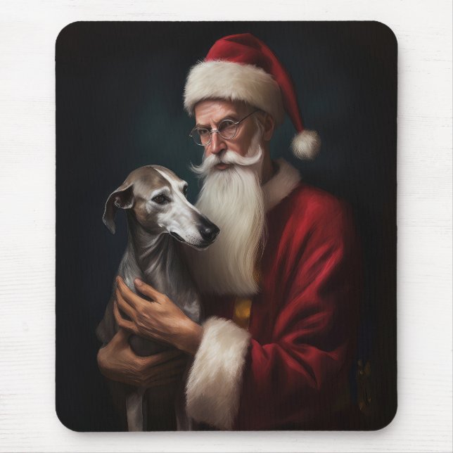 Greyhound mit Weihnachtsfeiern Mousepad (Vorne)