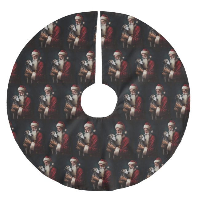 Greyhound mit Weihnachtsfeiern Polyester Weihnachtsbaumdecke (Vorderseite)