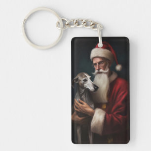 Greyhound mit Weihnachtsfeiern Schlüsselanhänger