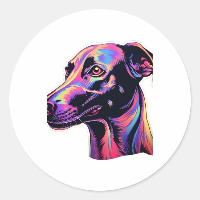Greyhound Neon Design Runder Aufkleber (Vorderseite)