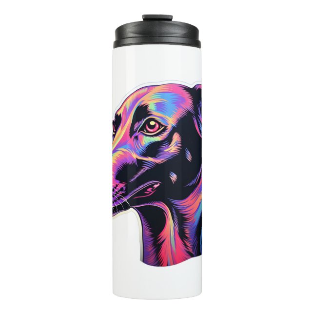 Greyhound Neon Design Thermosbecher (Vorderseite)