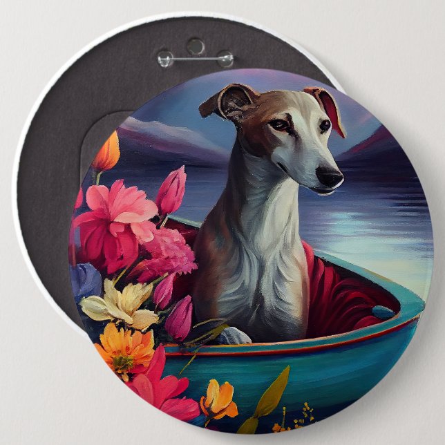 Greyhound on a Paddle: Ein Landschaftliches Abente Button (Vorne & Hinten)