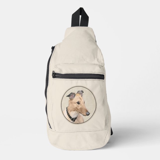 Greyhound Painting Fawn Niedlich Original Haustier Crossbody Bag (Vorderseite)