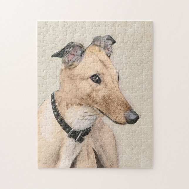 Greyhound Painting - Niedliche Original Hunde Kuns (Vertikal)