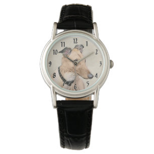 Greyhound Painting - Niedliche Original Hunde Kuns Armbanduhr