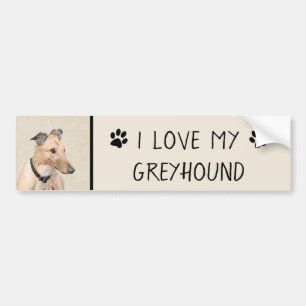 Greyhound Painting - Niedliche Original Hunde Kuns Autoaufkleber