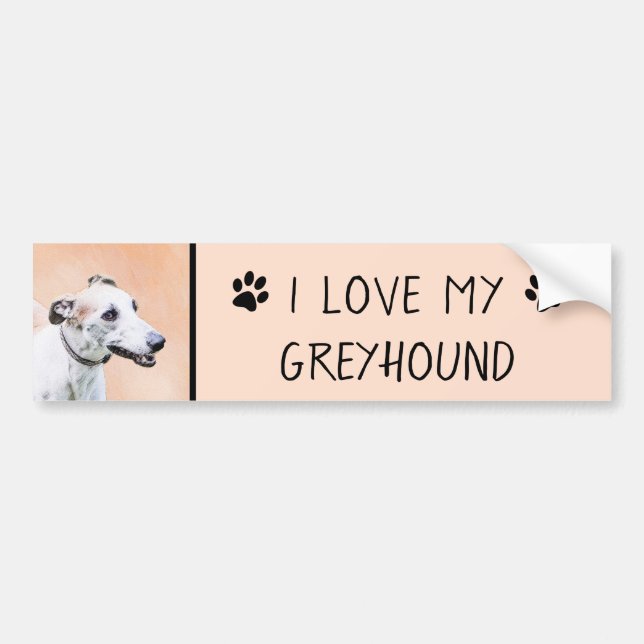 Greyhound Painting - Niedliche Original Hunde Kuns Autoaufkleber (Vorne)