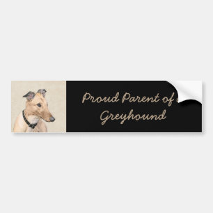 Greyhound Painting - Niedliche Original Hunde Kuns Autoaufkleber