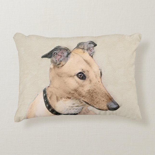 Greyhound Painting - Niedliche Original Hunde Kuns Dekokissen (Vorderseite)