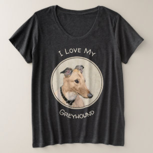 Greyhound Painting - Niedliche Original Hunde Kuns Große Größe T-Shirt