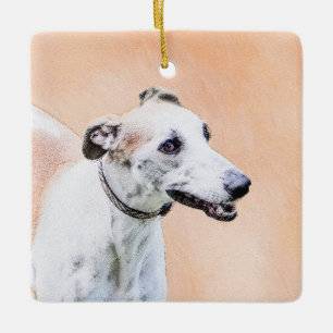 Greyhound Painting - Niedliche Original Hunde Kuns Keramikornament