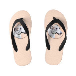 Greyhound Painting - Niedliche Original Hunde Kuns Kinderbadesandalen