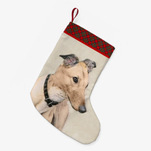 Greyhound Painting - Niedliche Original Hunde Kuns Kleiner Weihnachtsstrumpf