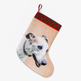 Greyhound Painting - Niedliche Original Hunde Kuns Kleiner Weihnachtsstrumpf