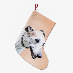 Greyhound Painting - Niedliche Original Hunde Kuns Kleiner Weihnachtsstrumpf