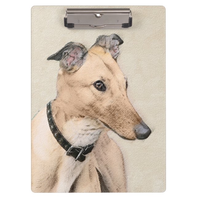 Greyhound Painting - Niedliche Original Hunde Kuns Klemmbrett (Vorderseite)