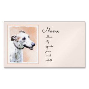 Greyhound Painting - Niedliche Original Hunde Kuns Magnetische Visitenkarte