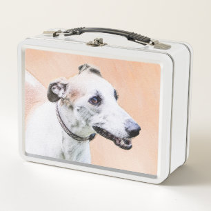 Greyhound Painting - Niedliche Original Hunde Kuns Metall Brotdose