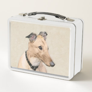 Greyhound Painting - Niedliche Original Hunde Kuns Metall Brotdose