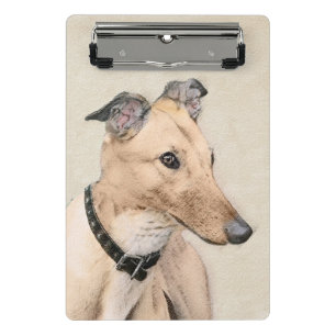 Greyhound Painting - Niedliche Original Hunde Kuns Mini Klemmbrett
