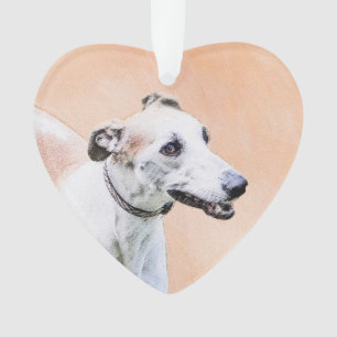 Greyhound Painting - Niedliche Original Hunde Kuns Ornament