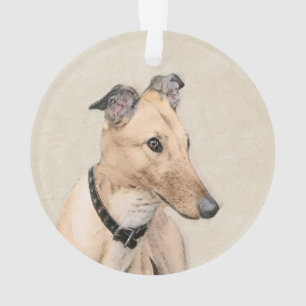 Greyhound Painting - Niedliche Original Hunde Kuns Ornament