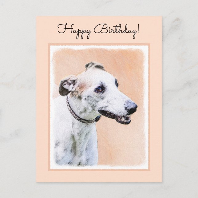 Greyhound Painting - Niedliche Original Hunde Kuns Postkarte (Vorderseite)