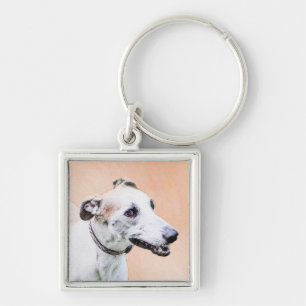 Greyhound Painting - Niedliche Original Hunde Kuns Schlüsselanhänger