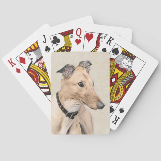 Greyhound Painting - Niedliche Original Hunde Kuns Spielkarten (Rückseite)