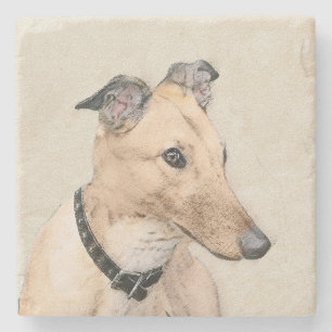 Greyhound Painting - Niedliche Original Hunde Kuns Steinuntersetzer