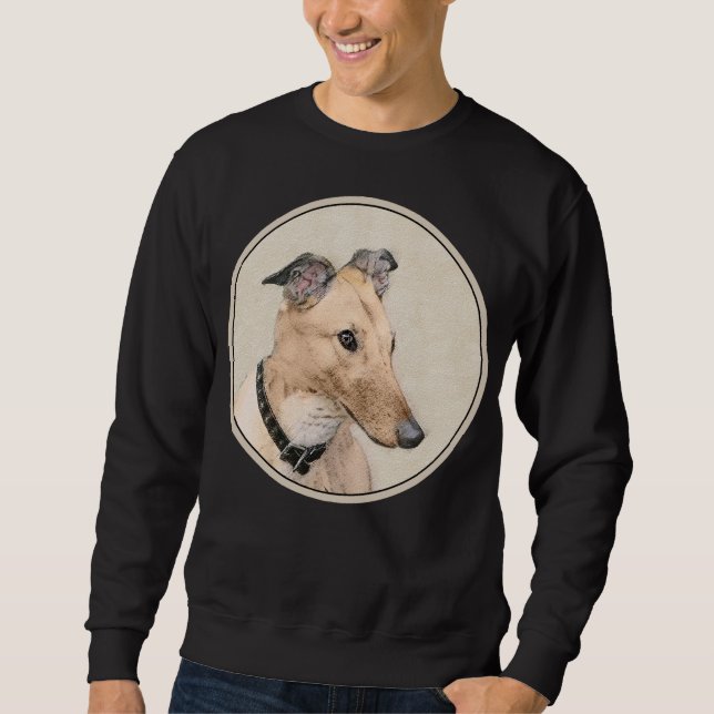 Greyhound Painting - Niedliche Original Hunde Kuns Sweatshirt (Vorderseite)