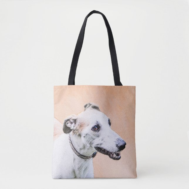 Greyhound Painting - Niedliche Original Hunde Kuns Tasche (Vorderseite)
