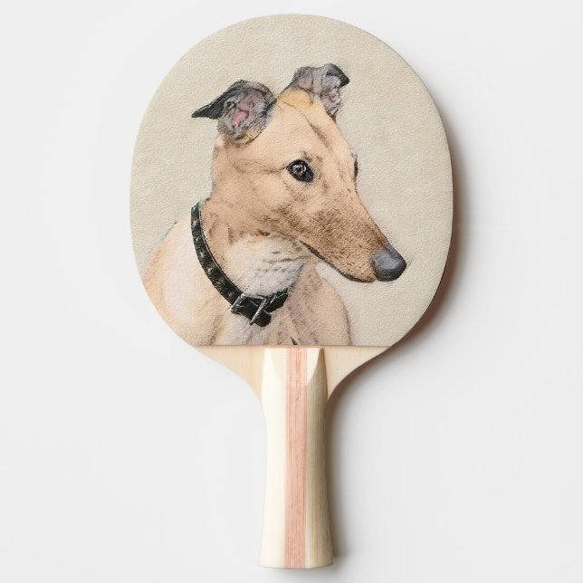 Greyhound Painting - Niedliche Original Hunde Kuns Tischtennis Schläger (Vorderseite)