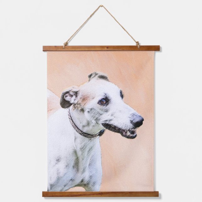 Greyhound Painting - Niedliche Original Hunde Kuns Wandteppich Mit Holzrahmen (Vorderseite)
